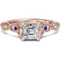 Celtic Knot Asscher 2.50 ct Pierścionek Zaręczynowy - Szafir - Diament Laboratoryjny 585 Różowe Złoto