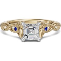 Celtic Knot Asscher 2.50 ct Pierścionek Zaręczynowy - Szafir - Diament Laboratoryjny 585 Żółte Złoto