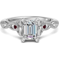 Celtic Knot Szmaragdowy 1.75 ct Pierścionek Zaręczynowy - Rubin - Diament Laboratoryjny 585 Białe Złoto
