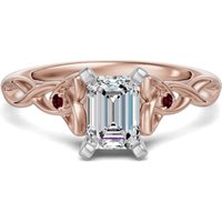 Celtic Knot Szmaragdowy 1.75 ct Pierścionek Zaręczynowy - Rubin - Diament Laboratoryjny 585 Różowe Złoto