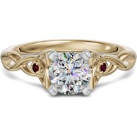 Celtic Knot Okrągły 2.00 ct Pierścionek Zaręczynowy - Rubin - Diament Naturalny 585 Żółte Złoto