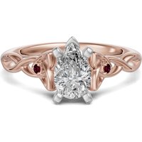 Celtic Knot Gruszkowy 2.00 ct Pierścionek Zaręczynowy - Rubin - Diament Naturalny 585 Różowe Złoto