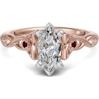 Celtic Knot Markizowy 3.00 ct Pierścionek Zaręczynowy - Rubin - Diament Naturalny 585 Różowe Złoto