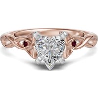 Celtic Knot Sercowy 0.50 ct Pierścionek Zaręczynowy - Rubin - Diament Laboratoryjny 585 Różowe Złoto