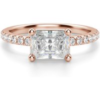 Akcentowany Pierścionek Zaręczynowy z Szlifem Radiant 0.50 ct East-West Diament Naturalny 585 Różowe Złoto