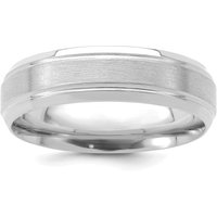 Gold Stripe Szczotkowana Obrączka Ślubna Grooved Comfort Fit 6 mm 585 Białe Złoto (14K)