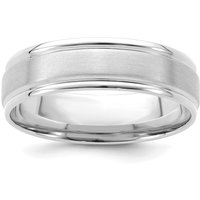 Szczotkowana Obrączka Ślubna Comfort Fit Grooved 6 mm 585 Białe Złoto (14K)