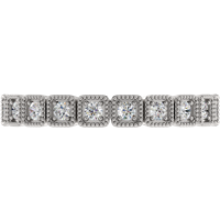 Obrączka Ślubna Milgrain Half Eternity Princezná 1.40 MM Diament Laboratoryjny 417 (10K) Białe Złoto