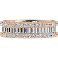 Obrączka Ślubna 3-Row Mixed 5.50 MM Diament Laboratoryjny 585 (14K) Różowe Złoto