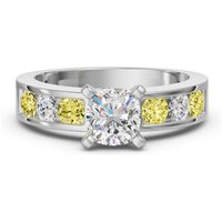 Diamond Diva Poduszkowy Pierścionek Zaręczynowy 1.75 ct - Canary - Diament Laboratoryjny 950 Platyna