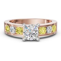Diamond Diva Poduszkowy Pierścionek Zaręczynowy 1.75 ct - Canary - Diament Laboratoryjny 750 Różowe Złoto