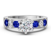 Diamond Diva Okrągły Pierścionek Zaręczynowy 0.50 ct - Szafir - Diament Laboratoryjny 950 Platyna
