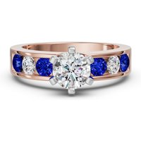 Diamond Diva Okrągły Pierścionek Zaręczynowy 1.50 ct - Szafir - Diament Naturalny 585 Różowe Złoto