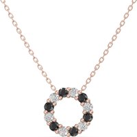 Wisiorek Koło Akcentowany z Czarnymi i Białymi Diamentami 0.18 ct 585 Różowe Złoto