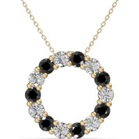 Wisiorek Koło Akcentowany z Czarnymi i Białymi Diamentami 1.12 ct 585 Żółte Złoto