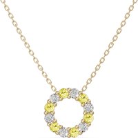 Wisiorek Koło Akcentowany z Diamentami 0.18 ct i Cytrynami 585 Żółte Złoto