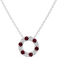Wisiorek Koło Akcentowany z Diamentami 0.18 ct i Rubiny 585 Białe Złoto