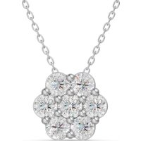 Klastrowy Wisiorek z Okrągłym Szlifem 1.00 Karat Diament Laboratoryjny 585 Białe Złoto (14K)