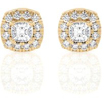 Kolczyki Sztyfty Poduszkowe Halo 2.00 krt Diament Laboratoryjny 585 Żółte Złoto (14K)