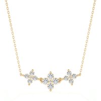 Naszyjnik Trzy Kwiaty Cluster Diament Laboratoryjny 585 Złoto Żółte (14K)