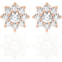Kolczyki Sztyfty Halo z Kwiatowym Wzorem 2.00 krt Diament Laboratoryjny 585 Różowe Złoto (14K)