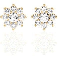 Kolczyki Sztyfty Halo z Kwiatowym Wzorem 1.00 krt Diament Laboratoryjny 585 Żółte Złoto (14K)