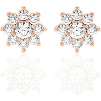 Kolczyki Sztyfty Halo z Kwiatowym Wzorem 1.00 krt Diament Laboratoryjny 585 Różowe Złoto (14K)