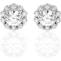 Kolczyki Sztyfty Halo Diament Laboratoryjny 585 Białe Złoto (14K)