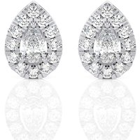 Sztyfty Halo z Diamentem w Szlifie Gruszkowym 1.00 krt Diament Laboratoryjny 585 Białe Złoto (14K)