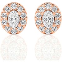 Kolczyki Sztyfty Owalne Halo 2.00 krt Diament Laboratoryjny 585 Różowe Złoto (14K)