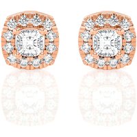 Kolczyki Sztyfty Poduszkowe Halo 1.00 krt Diament Laboratoryjny 585 Różowe Złoto (14K)