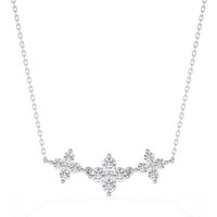 Naszyjnik Trzy Kwiaty Cluster Diament Laboratoryjny 585 Złoto Białe (14K)