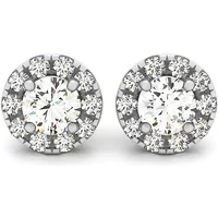 Diamentowe Halo Kolczyki Sztyfty 1.20 krt Laboratoryjny Diament 585 Białe Złoto (14K)