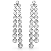 Podwójne Liniowe Kolczyki Bezel 4.50 krt Laboratoryjny Diament 585 Białe Złoto (14K)