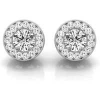 Diamentowe Halo Kolczyki Sztyfty 1.28 krt Laboratoryjny Diament 585 Białe Złoto (14K)