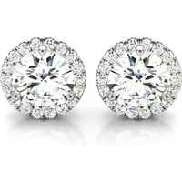 Diamentowe Halo Kolczyki Sztyfty 2.20 krt Laboratoryjny Diament 585 Białe Złoto (14K)