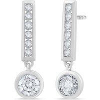 Okrągłe Wiszące Kolczyki Bezel 1.00 krt Laboratoryjny Diament 585 Białe Złoto (14K)
