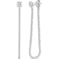 Tenisové Kolczyki Sztyfty Wiszące Front To Back 2.00 krt Laboratoryjny Diament 585 Białe Złoto (14K)