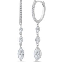 Potrójne Markizowe Kolczyki Wiszące 1.50 krt Laboratoryjny Diament 585 Białe Złoto (14K)