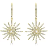 Kolczyki Wiszące Starburst z Naturalnym Diamentem 0.87 krt 585 Żółte Złoto (14K)