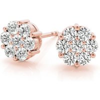 Clusterowe Kolczyki Sztyfty 0.50 krt Laboratoryjny Diament 585 Różowe Złoto (14K)