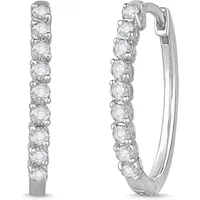 Liniowe Kolczyki Koła 20 mm z Zapięciem Szarnir 0.50 krt Diament Laboratoryjny 585 Białe Złoto (14K)