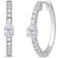 Ozdobne Kolczyki Koła z Gruszkowym Kamieniem 1.00 krt Diament Laboratoryjny 585 Białe Złoto (14K)