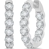 Inside Out Kolczyki Koła Huggie 2.00 krt Diament Laboratoryjny 585 Białe Złoto (14K)