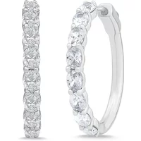 Kolczyki Koła 24 mm z Owalnymi Kamieniami i Zapięciem Szarnir 2.00 krt Diament Laboratoryjny 585 Białe Złoto (14K)