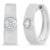 Masivne Kolczyki Koła 18 mm z Okrągłym Środkiem 0.50 Karata Diament Laboratoryjny 585 Białe Złoto (14K)