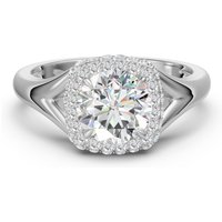 Klasyczny Pierścionek Zaręczynowy z Halo 1.25 ct Diament Laboratoryjny 585 Białe Złoto (14K)