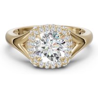 Klasyczny Pierścionek Zaręczynowy z Halo 1.00 ct Diament Laboratoryjny 750 Żółte Złoto (18K)