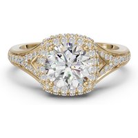 Akcentowany Pierścionek Zaręczynowy z Halo 2.50 ct Diament Laboratoryjny 585 Żółte Złoto (14K)