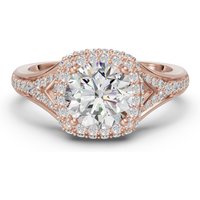 Akcentowany Pierścionek Zaręczynowy z Halo 2.50 ct Diament Laboratoryjny 585 Różowe Złoto (14K)